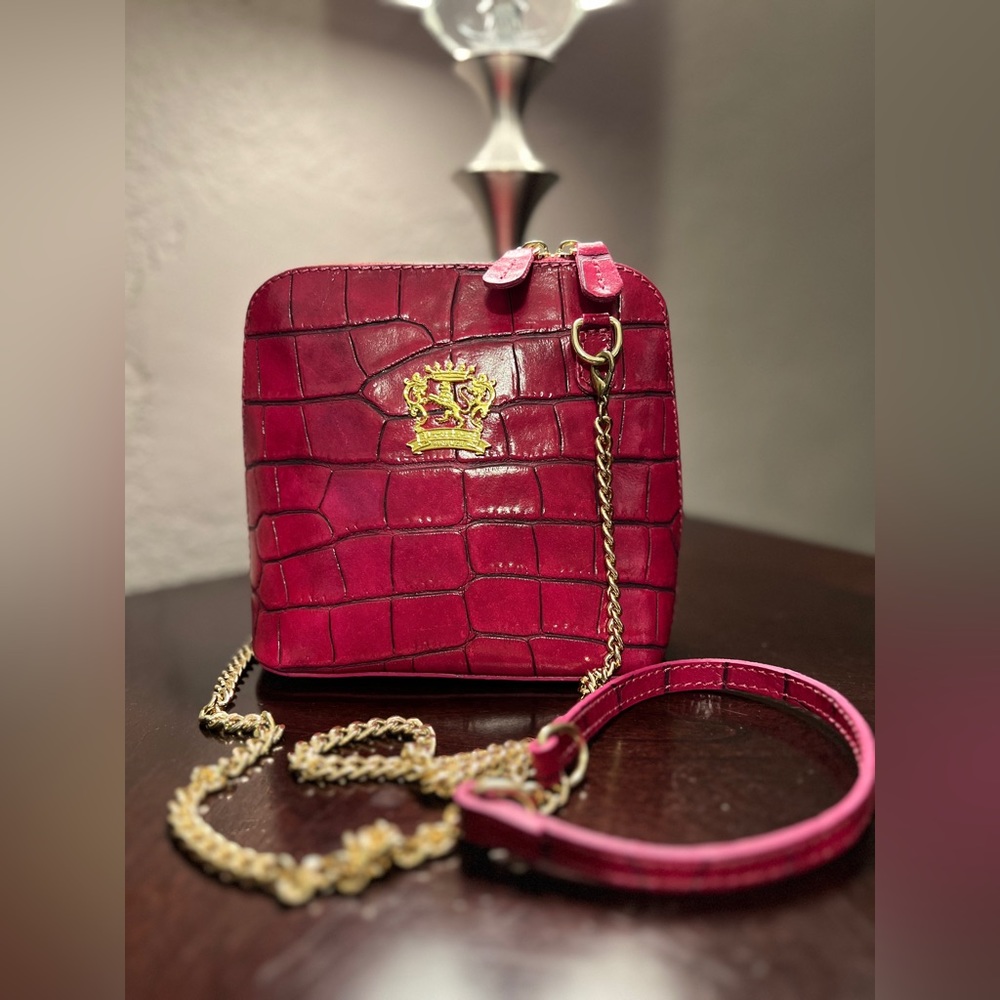 Hot pink Italian leather purse crossbody